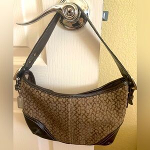 Vintage brown canvas and leather Coach bag